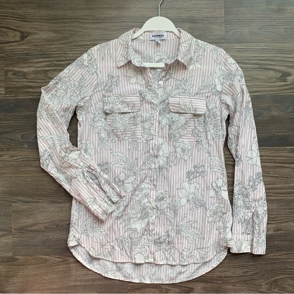 😍 EXPRESS “ The City Shirt Button Down Long-sleeve Shirt - Picture 1 of 4